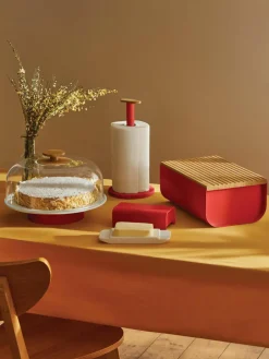 Keukenrolhouder Mattina met bamboehouten decoratie^ALESSI Hot