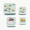 Kinderlunchboxen Vehicles, set van 4^A Little Lovely Company Outlet