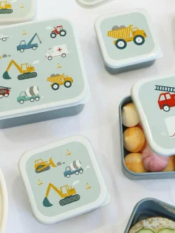 Kinderlunchboxen Vehicles, set van 4^A Little Lovely Company Outlet