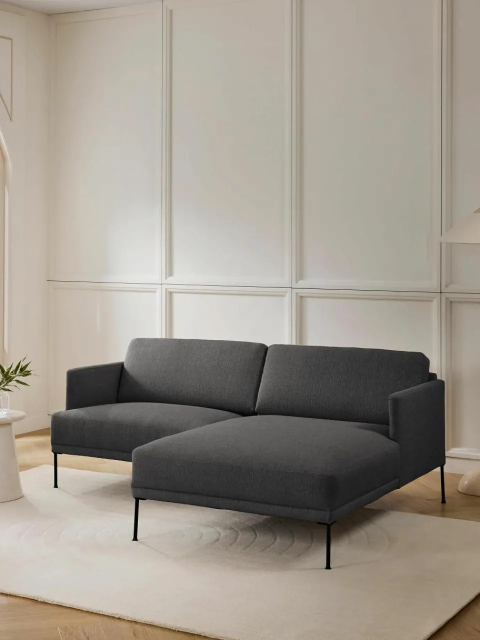 Kleine antraciet hoekbank Fluente^Westwing Collection Sale