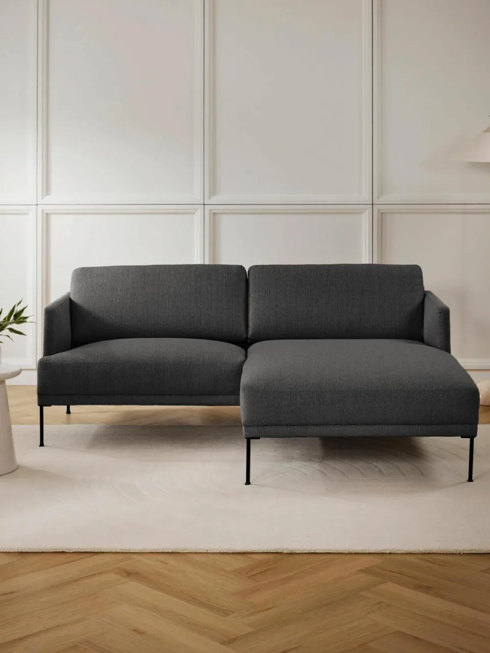 Kleine antraciet hoekbank Fluente^Westwing Collection Sale