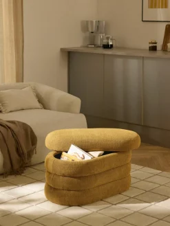Kleine gestoffeerde bank Alto met opbergruimte^Westwing Collection Fashion