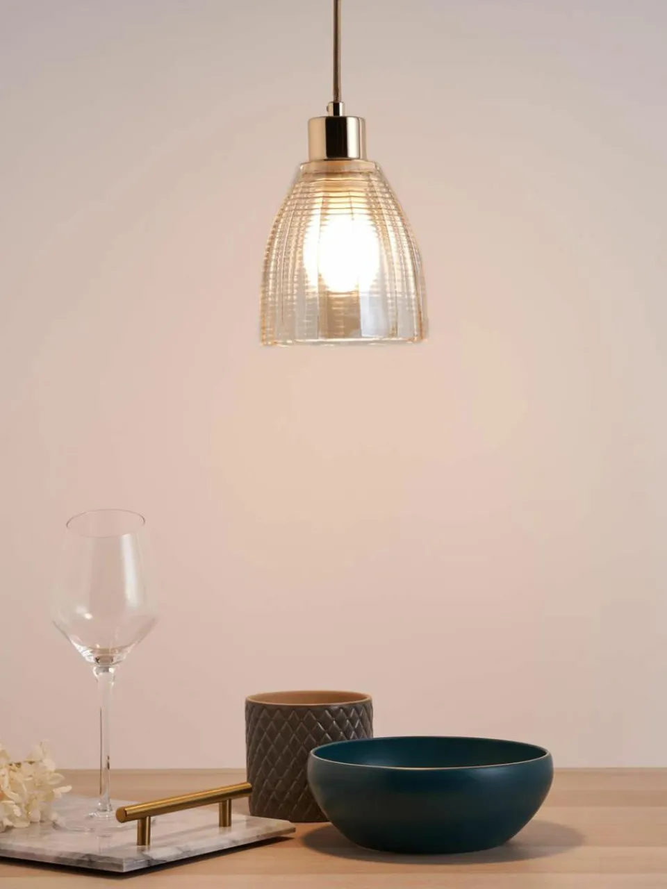 Kleine hanglamp Gleaming Gold van glas^Westwing Discount
