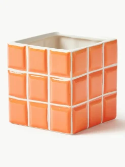 Kleine plantenpot Tile van dolomietsteen met tegellook^&k Amsterdam Clearance