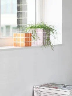 Kleine plantenpot Tile van dolomietsteen met tegellook^&k Amsterdam Clearance