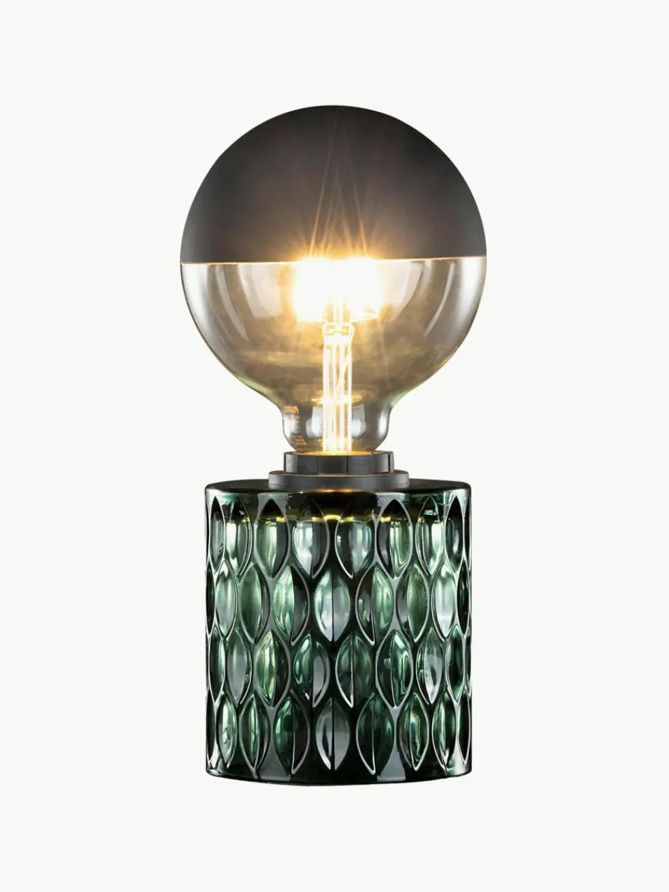 Kleine tafellamp Crystal Magic van groen glas^Westwing Outlet