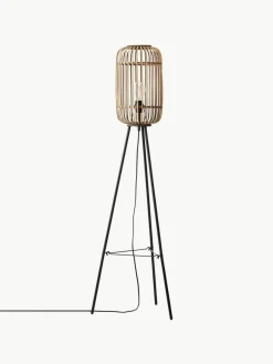 Kleine tripod vloerlamp Woodrow van rotan^Westwing New