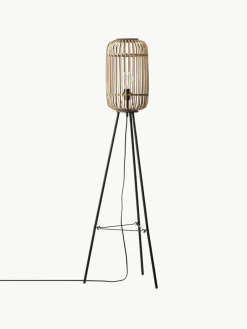 Kleine tripod vloerlamp Woodrow van rotan^Westwing New