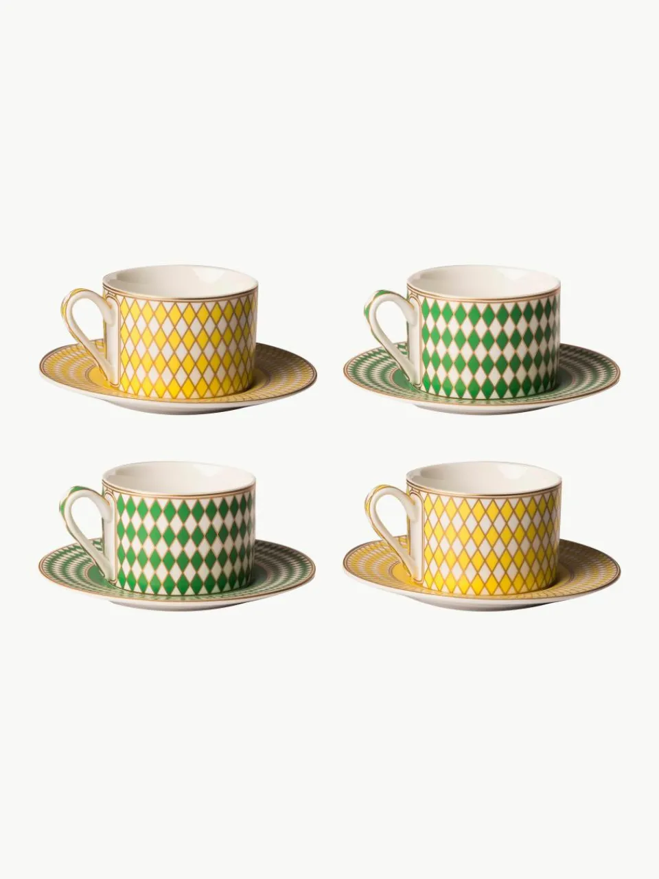 Koffiekopjes Chess met schoteltjes, set van 4^Pols Potten Sale