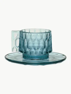 Koffiekopjes met schoteltjes Jellies met structuurpatroon, 4 stuks^Kartell Outlet
