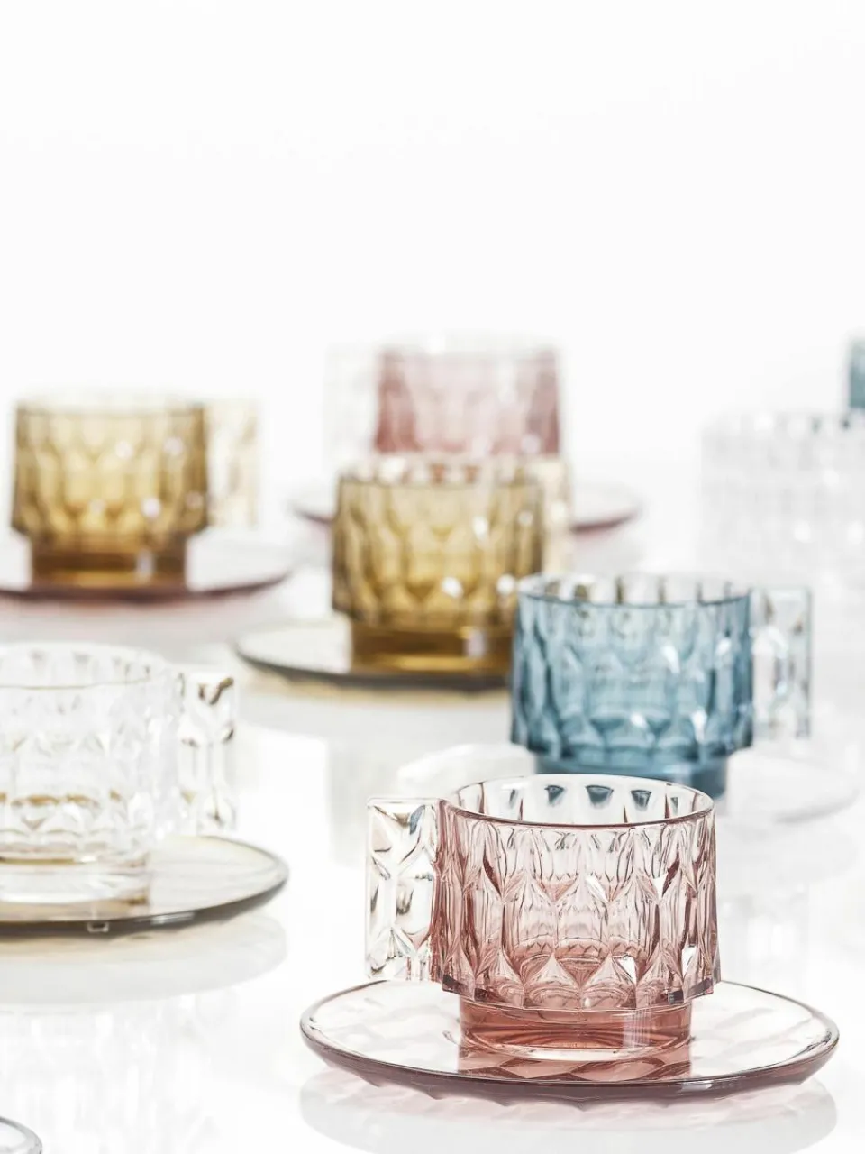 Koffiekopjes met schoteltjes Jellies met structuurpatroon, 4 stuks^Kartell Sale