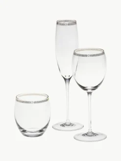 Kristallen waterglazen Dvorak met goudkleurige decoratie, 6 stuks^Armani Casa Hot
