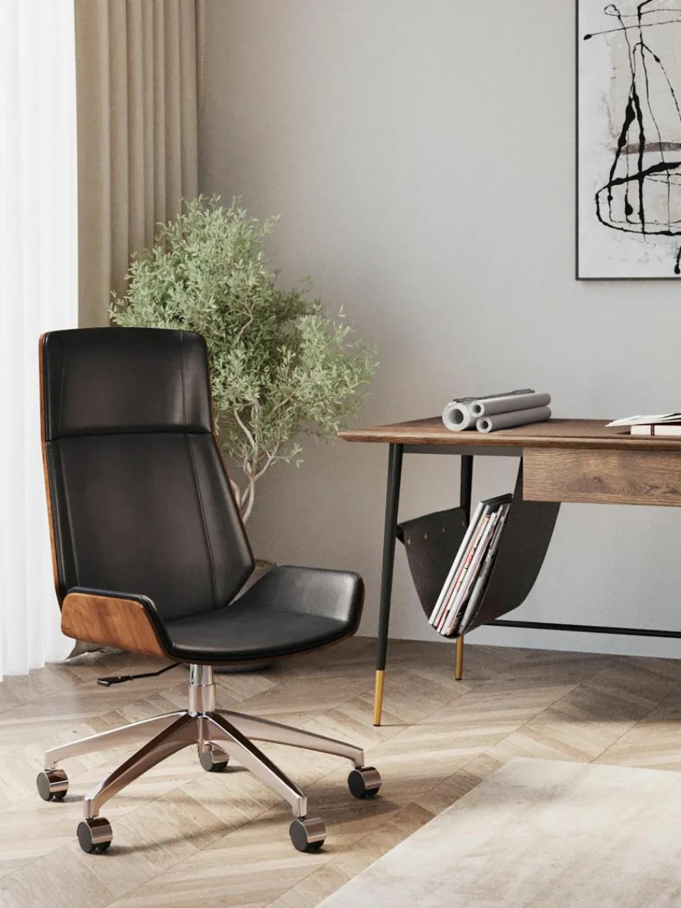 Kunstleren bureaustoel Rouven, in hoogte verstelbaar^Kare Design Outlet