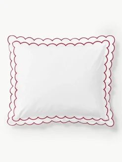 Kussenhoes Atina van perkalkatoen, met golvende bies^Westwing Collection Best