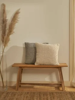 Kussenhoes Indi met gestructureerde oppervlak in crèmewit^Westwing Collection Outlet