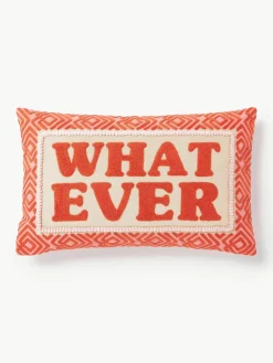 Kussenhoes Whatever met geborduurde tekst^Westwing Collection Discount
