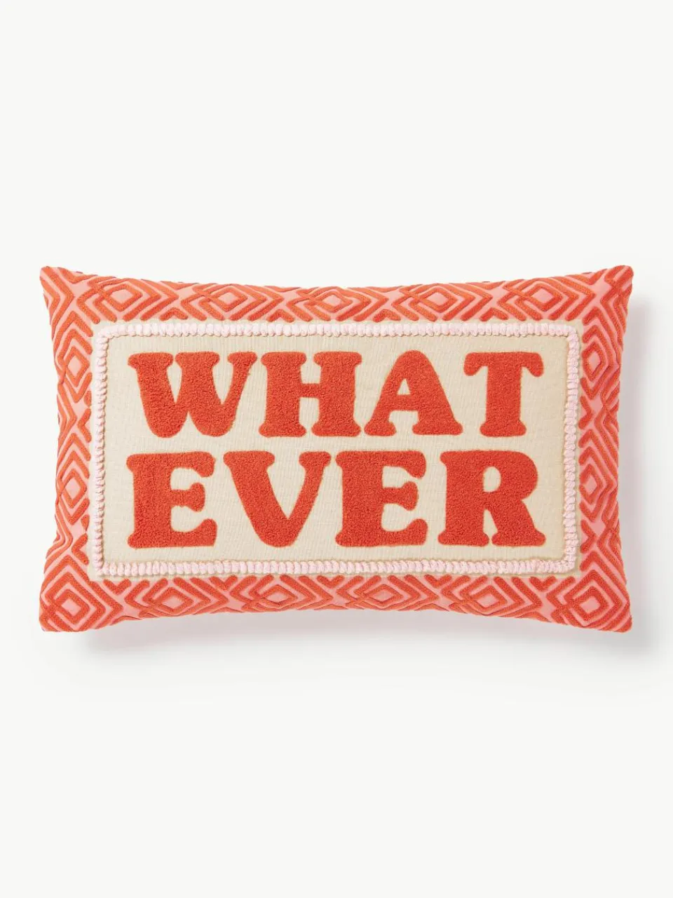 Kussenhoes Whatever met geborduurde tekst^Westwing Collection Discount