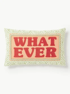 Kussenhoes Whatever met geborduurde tekst^Westwing Collection Discount