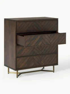 Ladekast Luca van mangohout met visgraat-patroon^Westwing Collection Discount