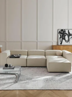 Lennon modulaire bank (4-zits) met poef (links/rechts)^Westwing Collection Fashion