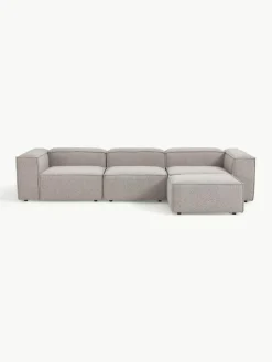 Lennon 4-zits modulaire bank in bouclé met poef (links/rechts)^Westwing Collection Fashion