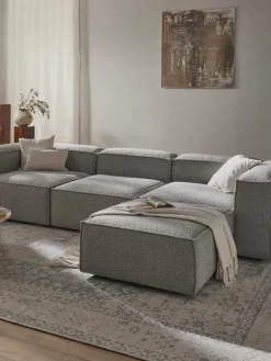 Lennon 4-zits modulaire bank in bouclé met poef (links/rechts)^Westwing Collection Fashion