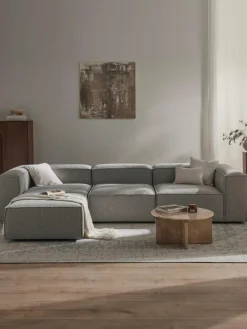 Lennon 4-zits modulaire bank in bouclé met poef (links/rechts)^Westwing Collection Fashion