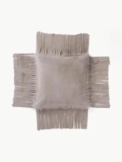 Leren kussenhoes Amaia met franjes^Westwing Collection Sale