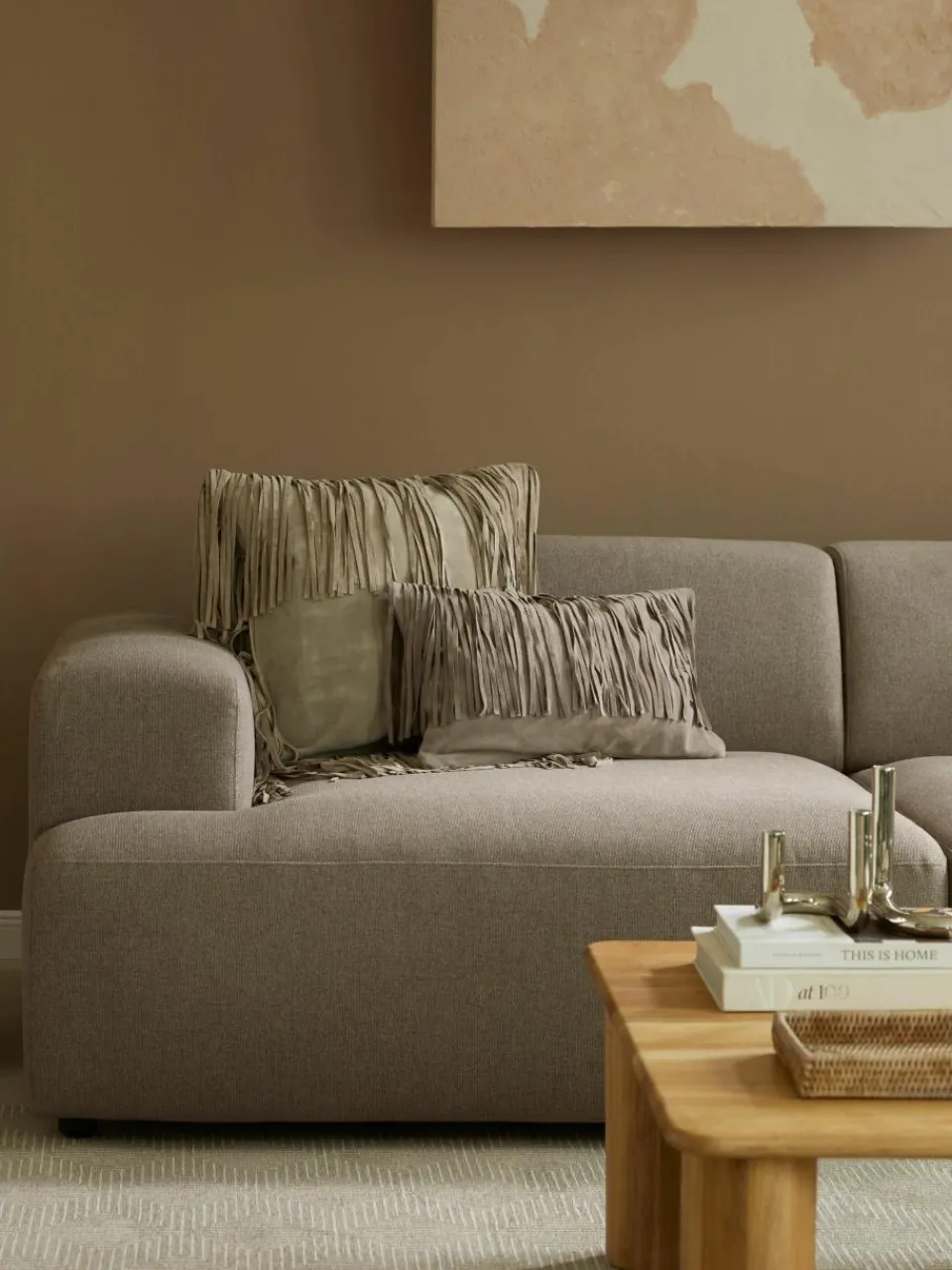 Leren kussenhoes Amaia met franjes^Westwing Collection Online