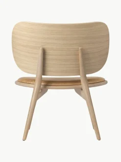 Leren loungefauteuil Rock met houten poten, handgemaakt^Mater New