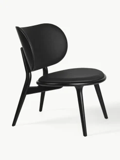 Leren loungefauteuil Rock met houten poten, handgemaakt^Mater Discount