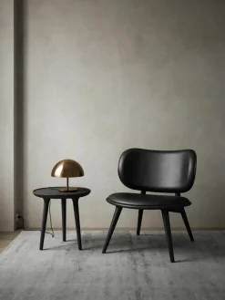 Leren loungefauteuil Rock met houten poten, handgemaakt^Mater Discount