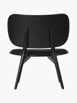 Leren loungefauteuil Rock met houten poten, handgemaakt^Mater Discount
