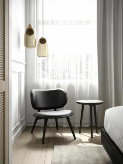 Leren loungefauteuil Rock met houten poten, handgemaakt^Mater Discount
