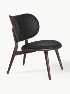 Leren loungefauteuil Rock met houten poten, handgemaakt^Mater Outlet