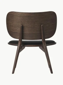 Leren loungefauteuil Rock met houten poten, handgemaakt^Mater Outlet