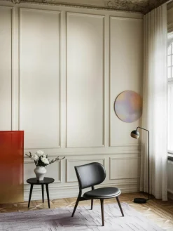 Leren loungefauteuil Rock met houten poten, handgemaakt^Mater Outlet