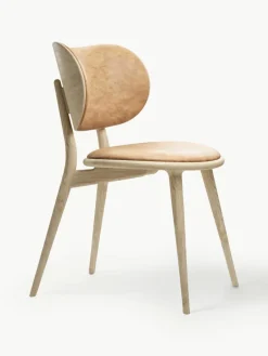 Leren stoel Rocker met houten poten, handgemaakt^Mater Sale