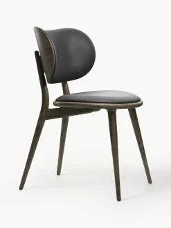 Leren stoel Rocker met houten poten, handgemaakt^Mater Outlet