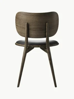Leren stoel Rocker met houten poten, handgemaakt^Mater Outlet