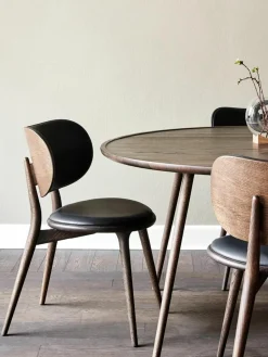 Leren stoel Rocker met houten poten, handgemaakt^Mater Outlet