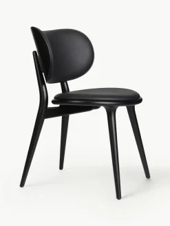 Leren stoel Rocker met houten poten, handgemaakt^Mater Outlet