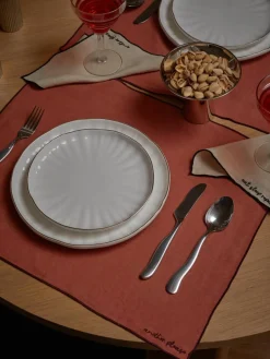 Linnen cocktailservetten Cosmo met borduursel, 4 stuks^Westwing Collection Discount