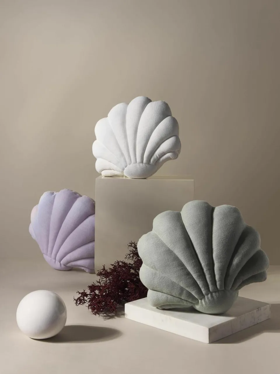 Linnen kussen Shell in schelp vorm^Westwing Collection Hot