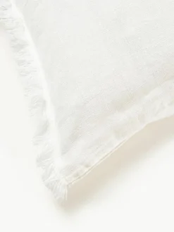 Linnen kussenhoes Luana met franjes^Westwing Collection Hot