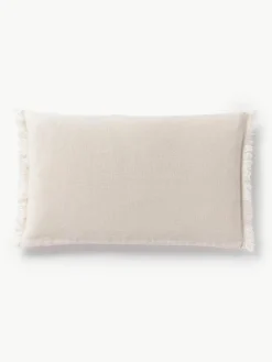 Linnen kussenhoes Luana met franjes^Westwing Collection Hot