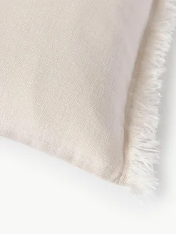 Linnen kussenhoes Luana met franjes^Westwing Collection Hot
