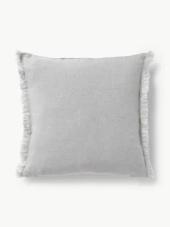 Linnen kussenhoes Luana met franjes^Westwing Collection New