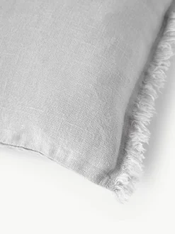 Linnen kussenhoes Luana met franjes^Westwing Collection New