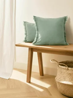 Linnen kussenhoes Luana met franjes^Westwing Collection Best